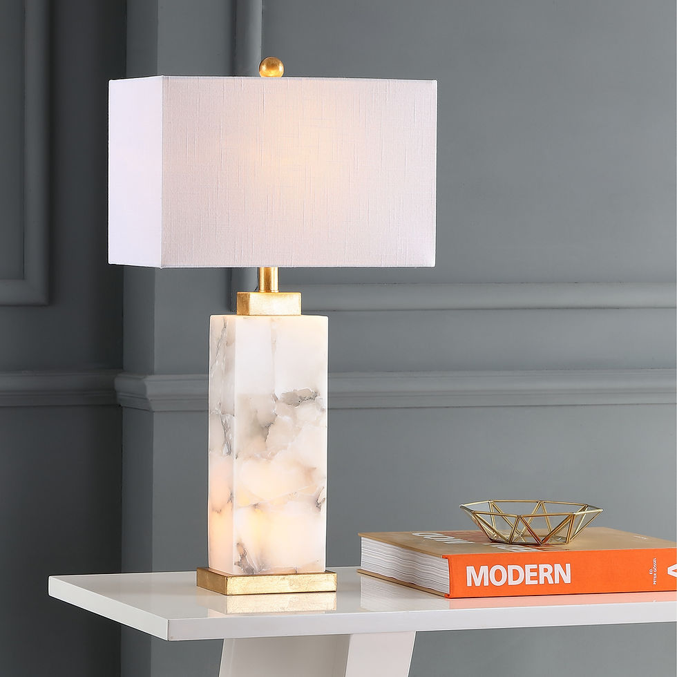 Eloise Alabaster LED Table Lamp, White/Gold Leaf