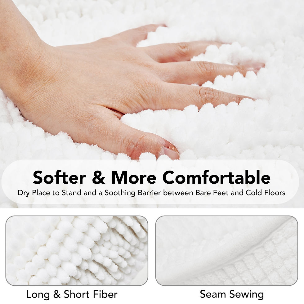 Thumbnail: Deconovo Luxury Chenille Striped Bath Mat