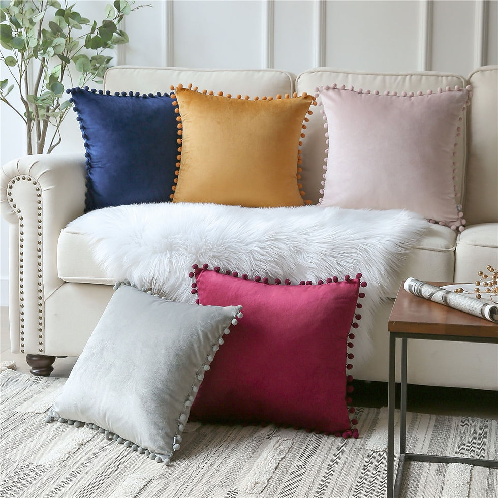 Phantoscope Velvet Pom Pom Throw Pillows Set of 2