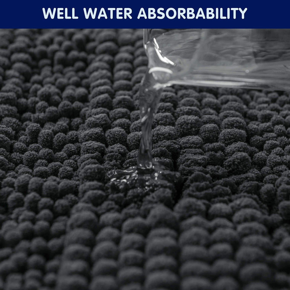 Thumbnail: Subrtex Luxury Chenille Striped Bath Mat Non-slip Plush Rug