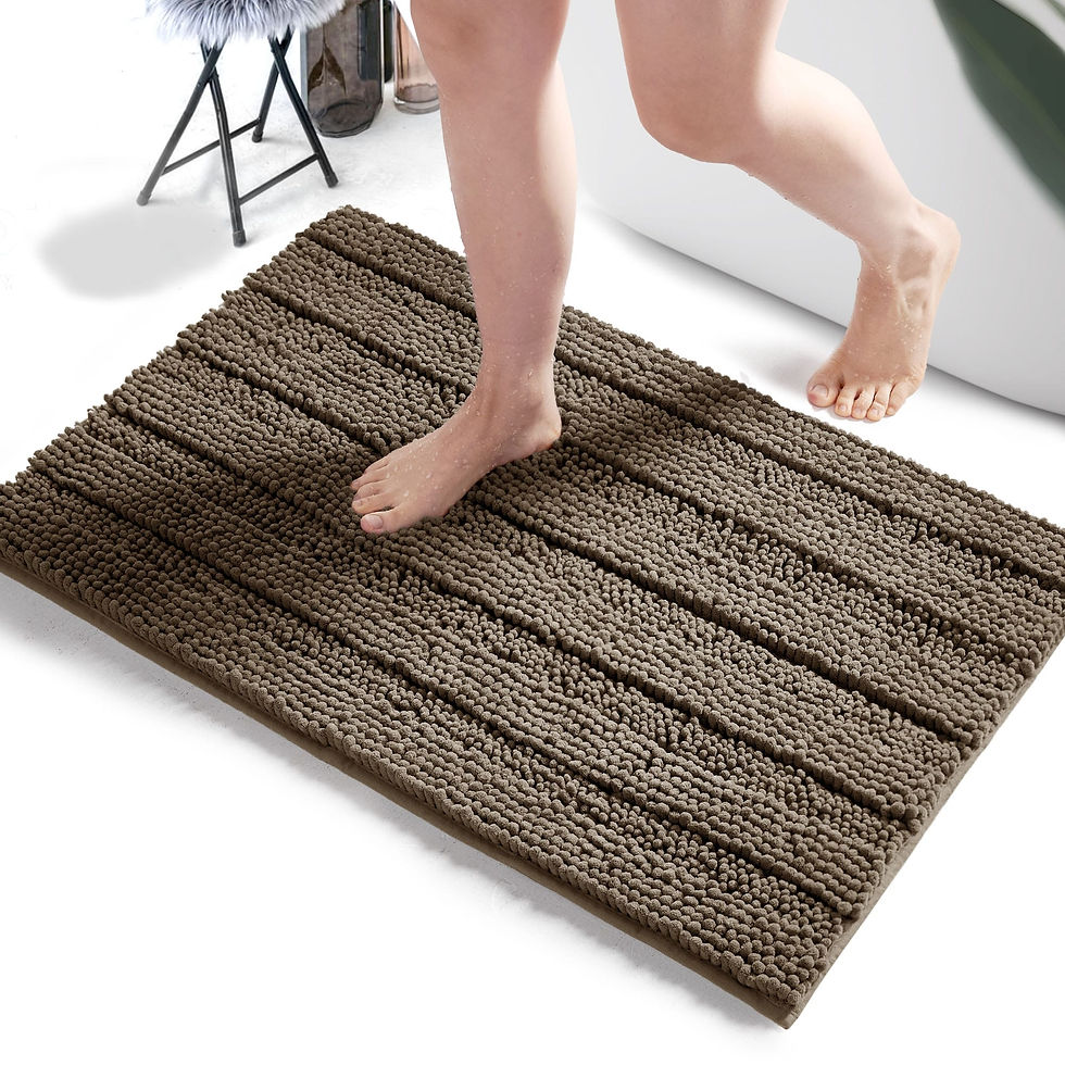 Thumbnail: Deconovo Luxury Chenille Striped Bath Mat