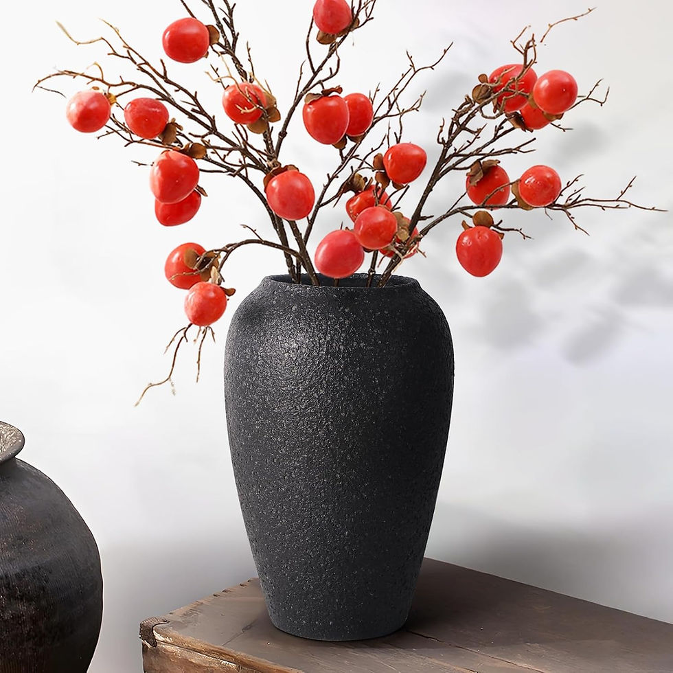 Thumbnail: Brown Farmhouse Ceramic Vase 8.9'' Rustic Flower Holder