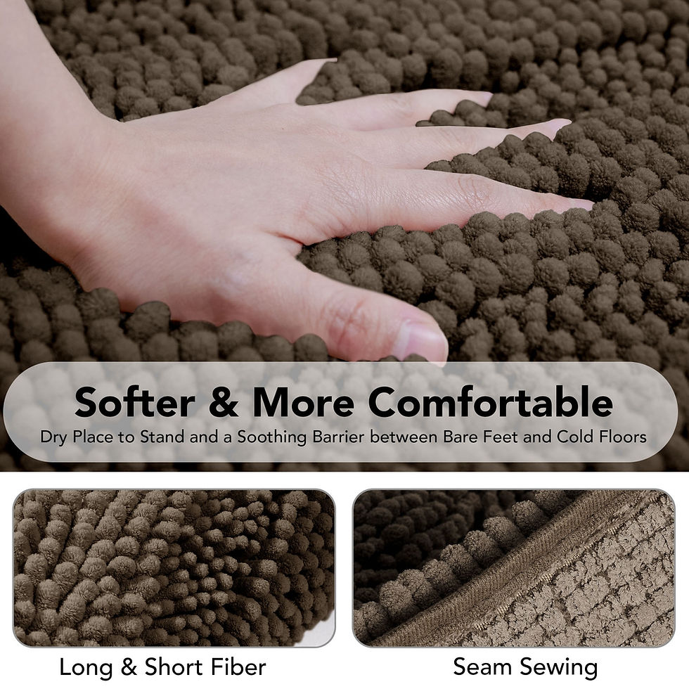 Thumbnail: Deconovo Luxury Chenille Striped Bath Mat