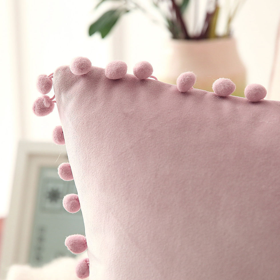 Phantoscope Velvet Pom Pom Throw Pillows Set of 2