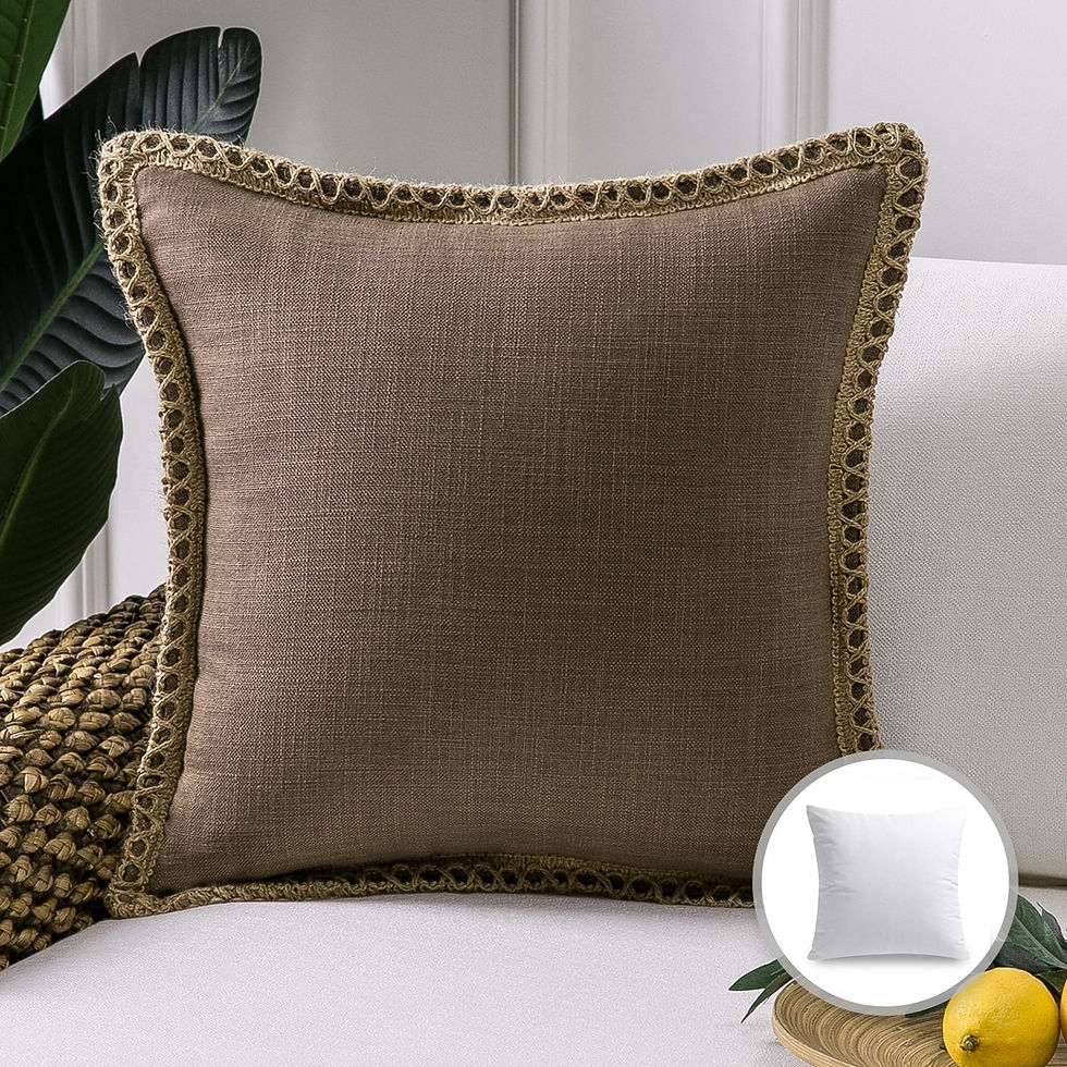 Linen Trimmed Farmhouse Throw Pillow