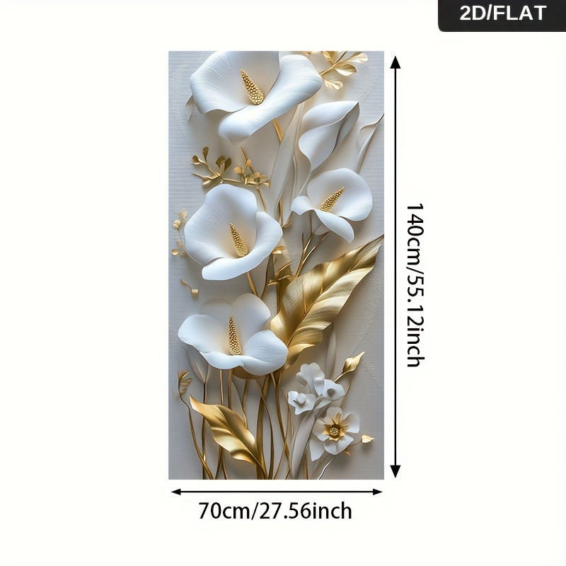 Frameless Abstract White Flower Canvas Art 28x55in