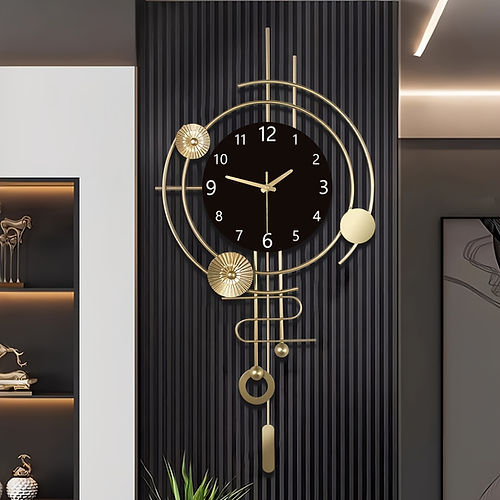 Silent Metal Wall Clock with Pendulum