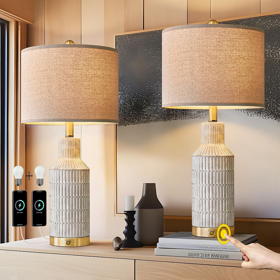 Thumbnail: Modern 25" White Ceramic Table Lamps Set of 2