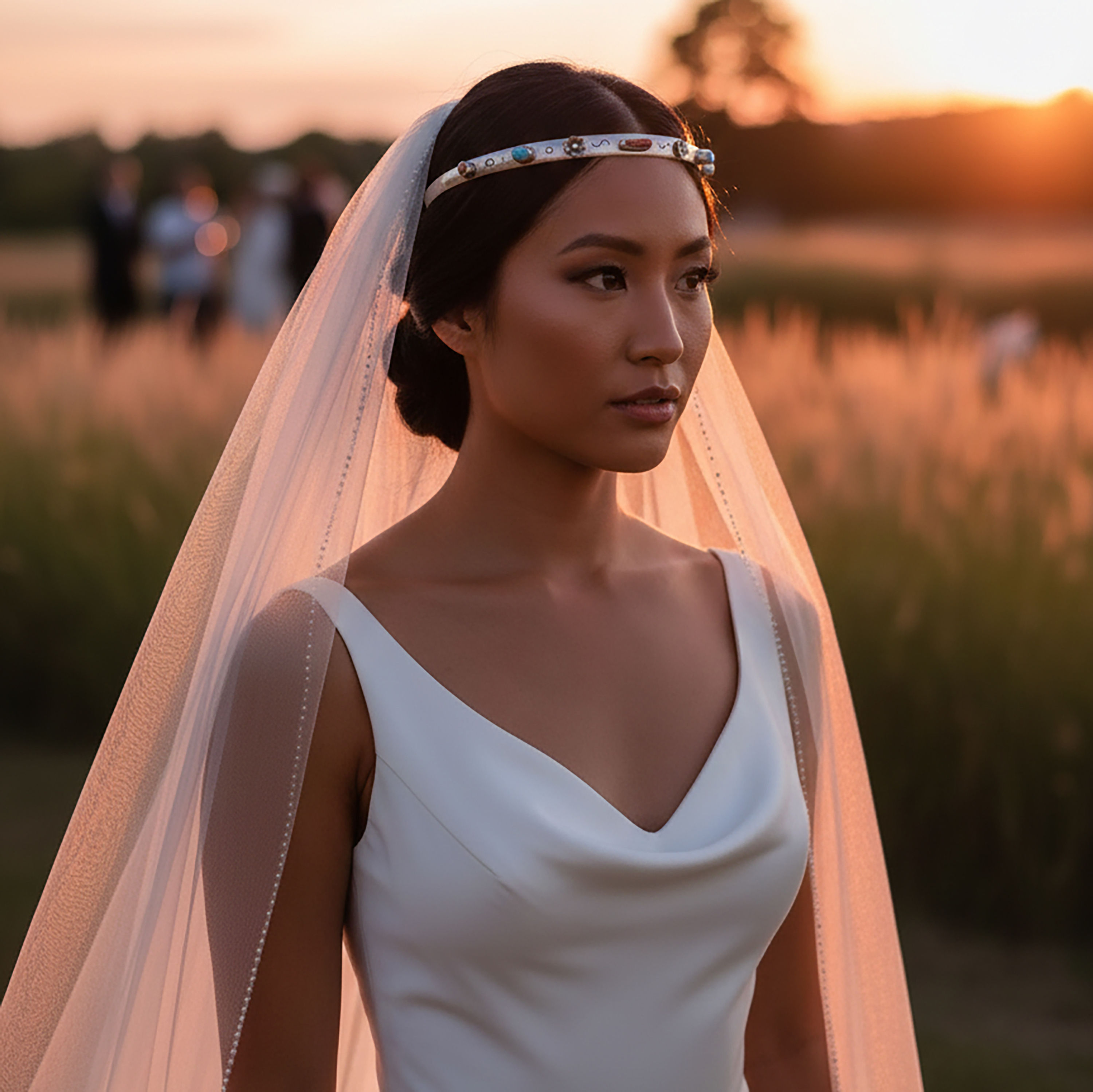 Rare Native American Tiara or Headband in Sterling with Coral, Turquoise