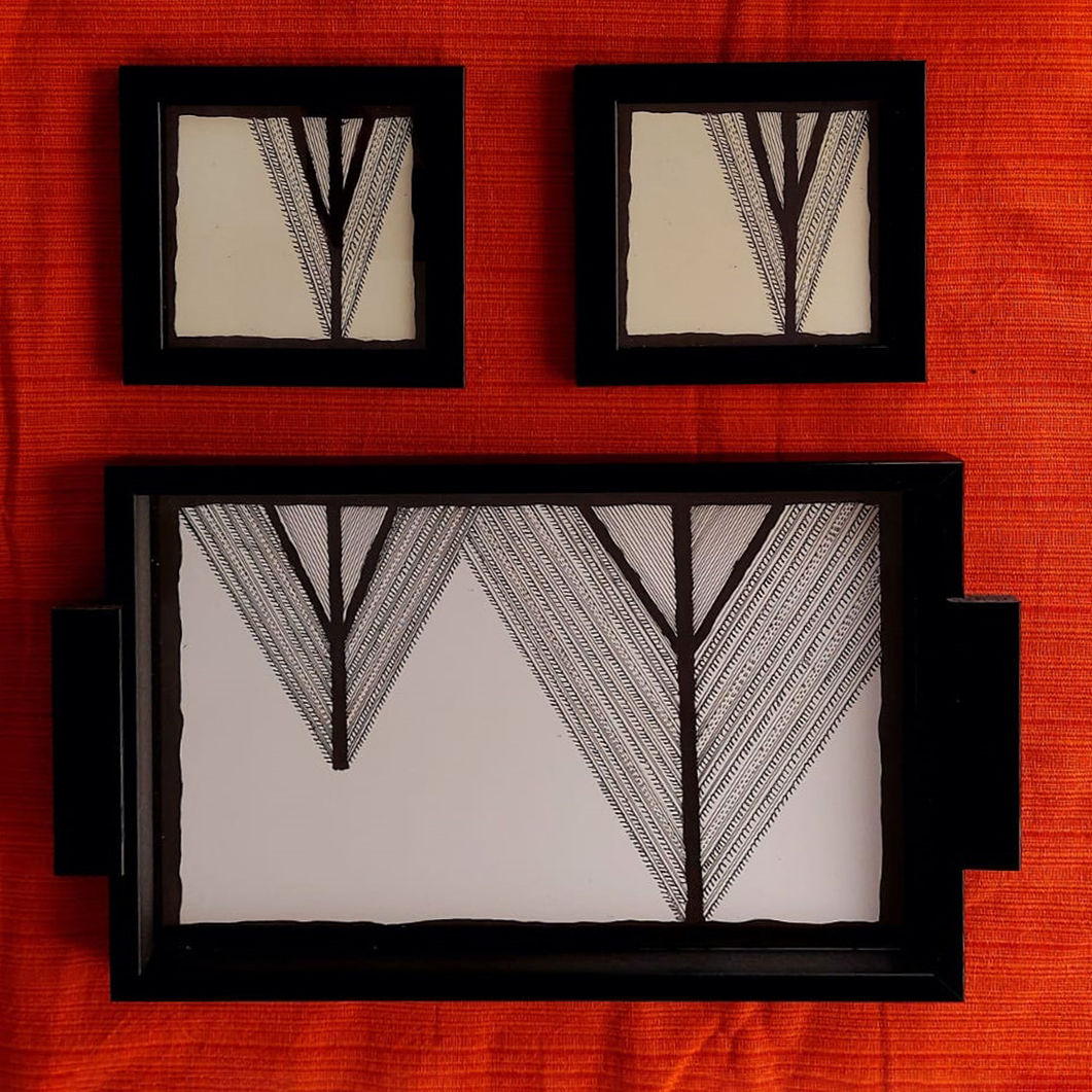 Set of Tray with 2 Coasters- 3