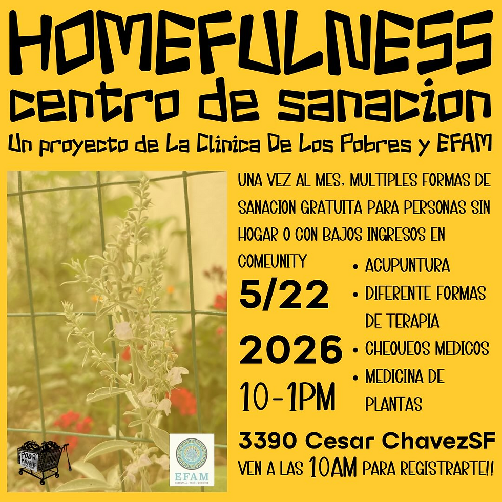 Orange flyer for healing hub event in Spanish.