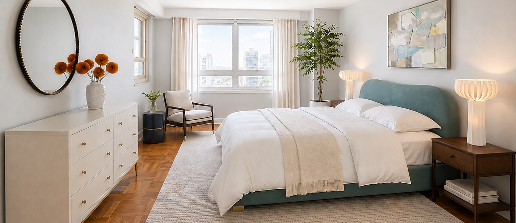 contemporary primary bedroom interior design