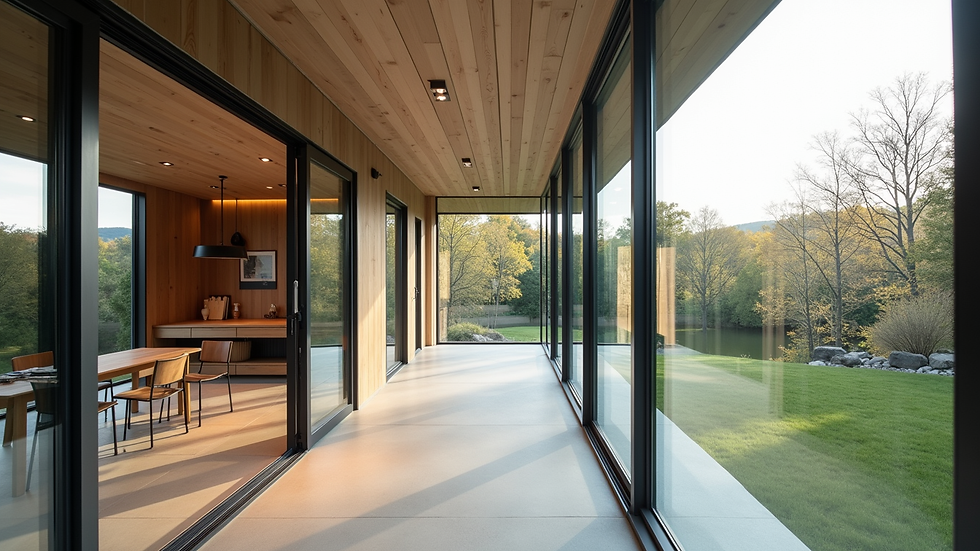 Eye-level view of a modern home with newly installed triple-pane windows