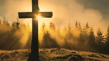 Custom memorial/funeral program featuring Cross & Scripture theme