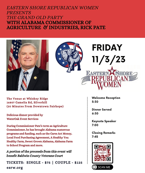 Eastern Shore Republican Women's Grand Ole Party with Ag Commissioner Rick Pate