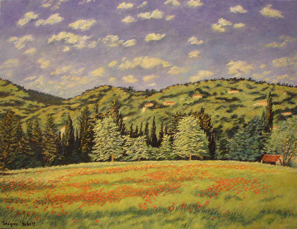 Coquelicots et marronniers en fleurs