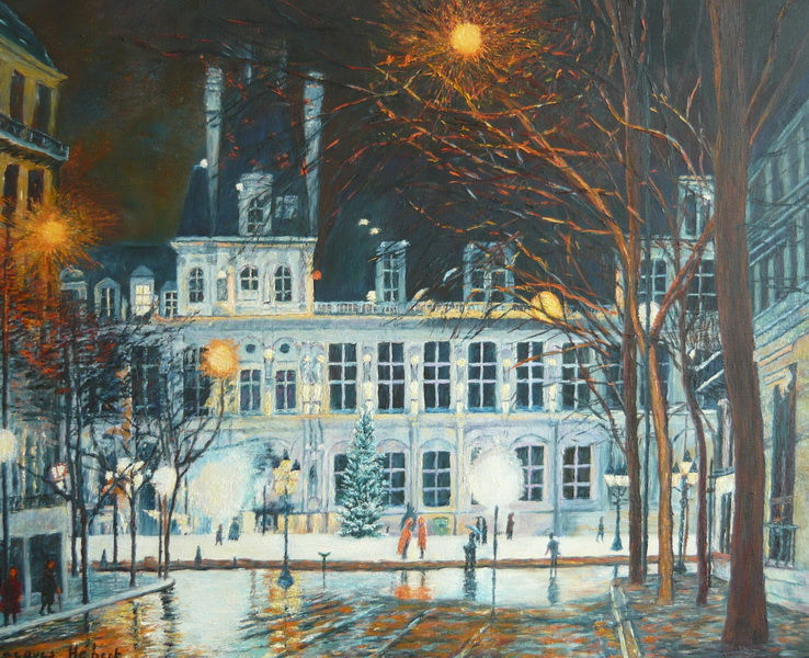 Hotel de ville de Paris,soir de Noel