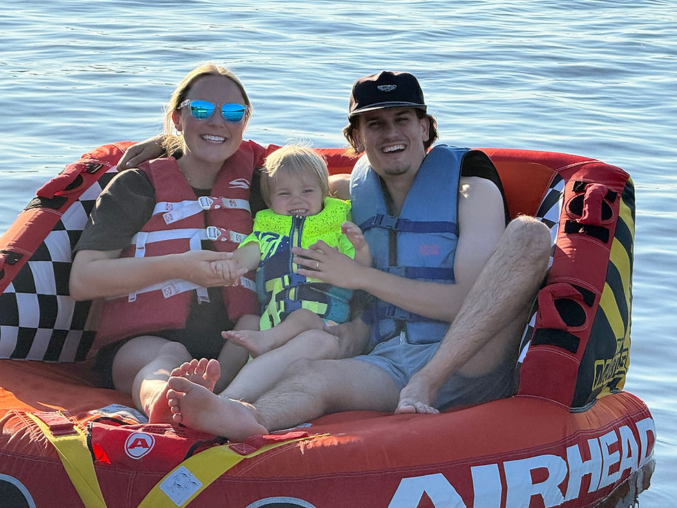 Nils, Brina & Quoia tubing on the river a couple of days before Baby Shepherd was born!