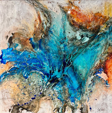 New Mixed Media and Resin abstract contemporary painting by Sophia Paleotheodoros