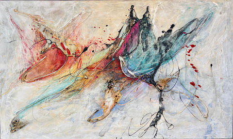 Long Nights 36" x60" New Mixed Media and Resin abstract contemporary painting by Sophia Paleotheodoros