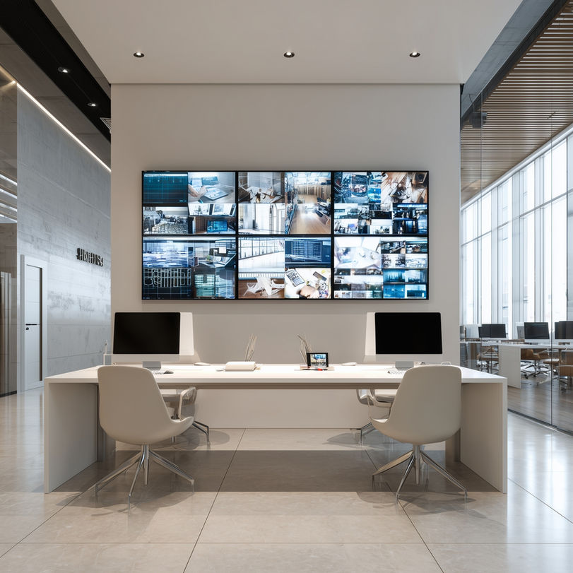 Control room with multi-screen audio visual installation