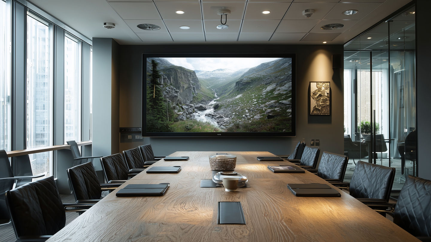 Conference room with large screen audio visual installation