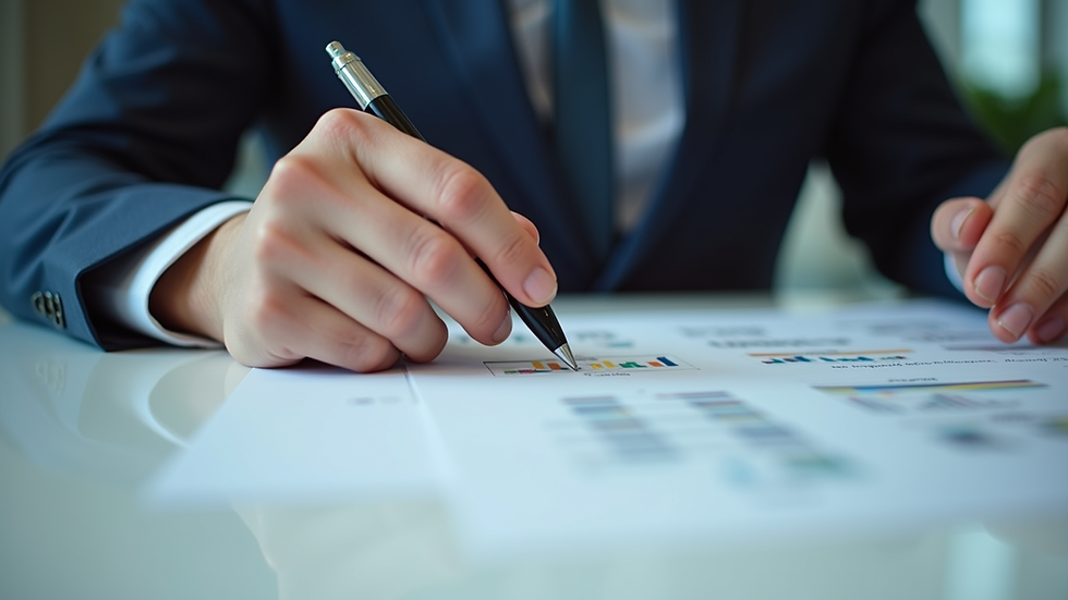 Close-up view of a legal professional reviewing trademark applications