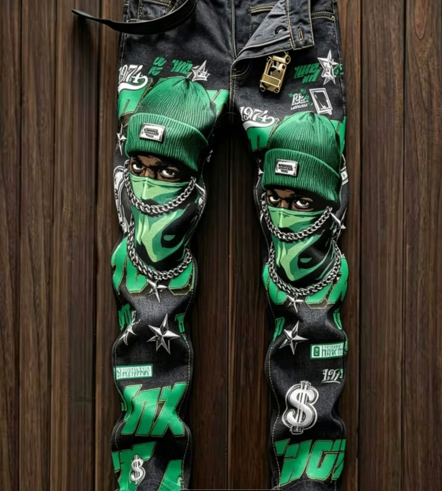 Masked Hustle Graphic Jeans