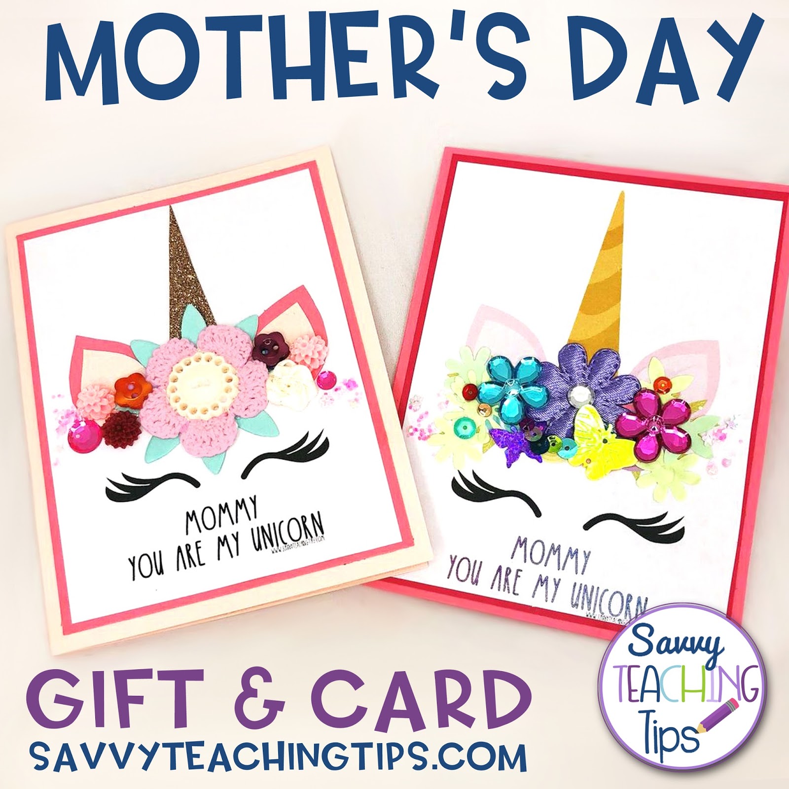 Unicorn card and craft for Mother's Day for kids.