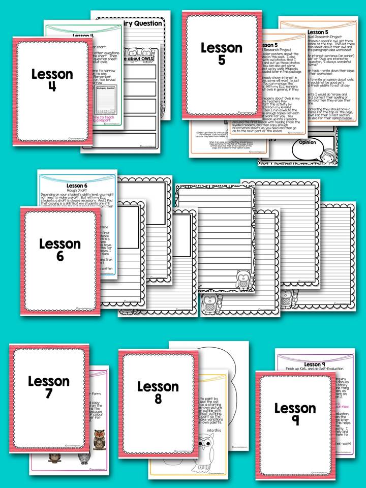 This unit of inquiry is great for giving kids freedom to learn about the owl of their choice. It's perfect for teachers who are new to units of inquiry. There are step-by-step instructions for how to develop inquiry questions and set up the plan for kids to do their own research and project.
