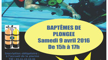 Prochains baptêmes à la piscine de CouzéO le 09 avril 2016