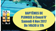 Prochains baptêmes à la piscine de Couzé'o le samedi 5 mai 2018 de 14h30 à 17h00