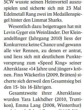 Levin Gyger brilliert mit vier Siegen