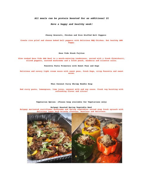 The Burly Chef May 29th Menu