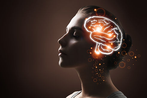 AI Artificial Intelligence concept. Young woman with brain icon.jpg