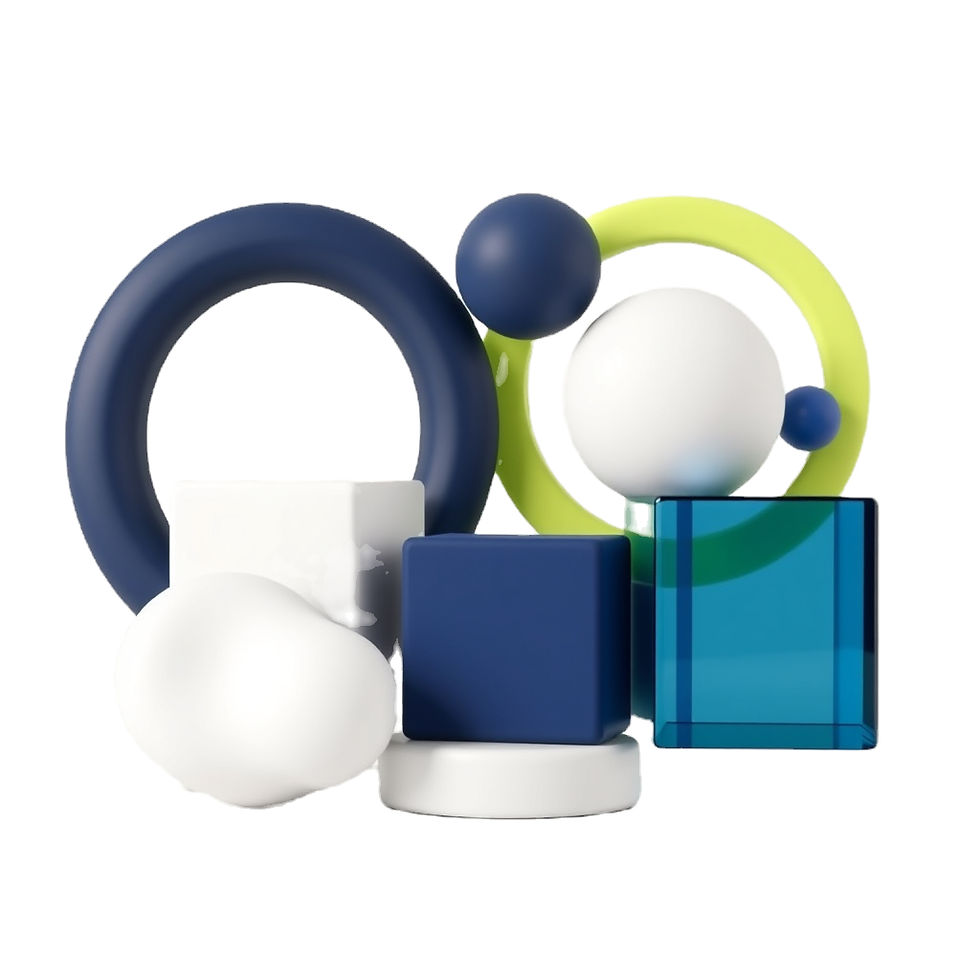 Abstract 3D shapes representing Sorai's design, AI and business strategy expertise