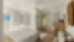 A lower floor bedroom with neutral, calm decor