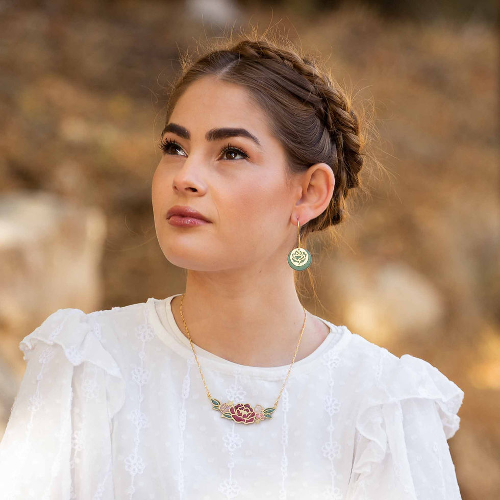 תמונה ממוזערת: עגיל ורד ארוך ירוק