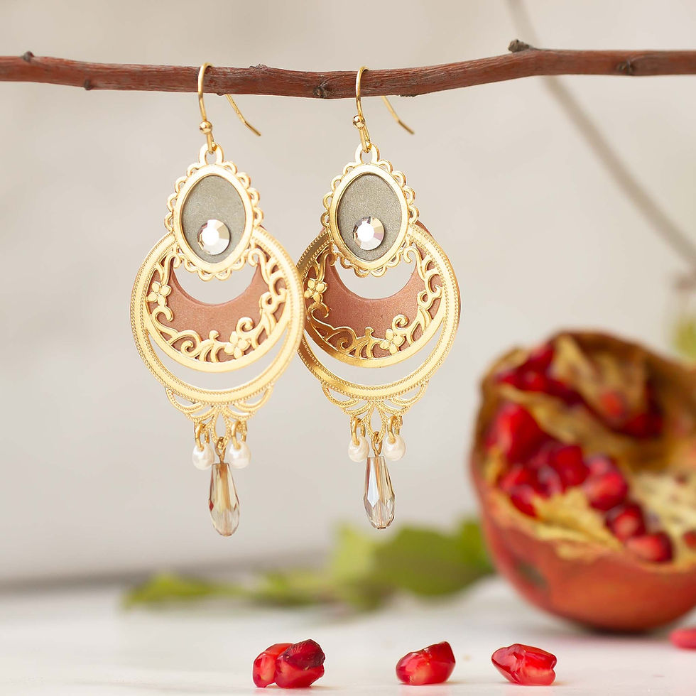 (עגיל עננו ורוד-אפור (גודל רגיל