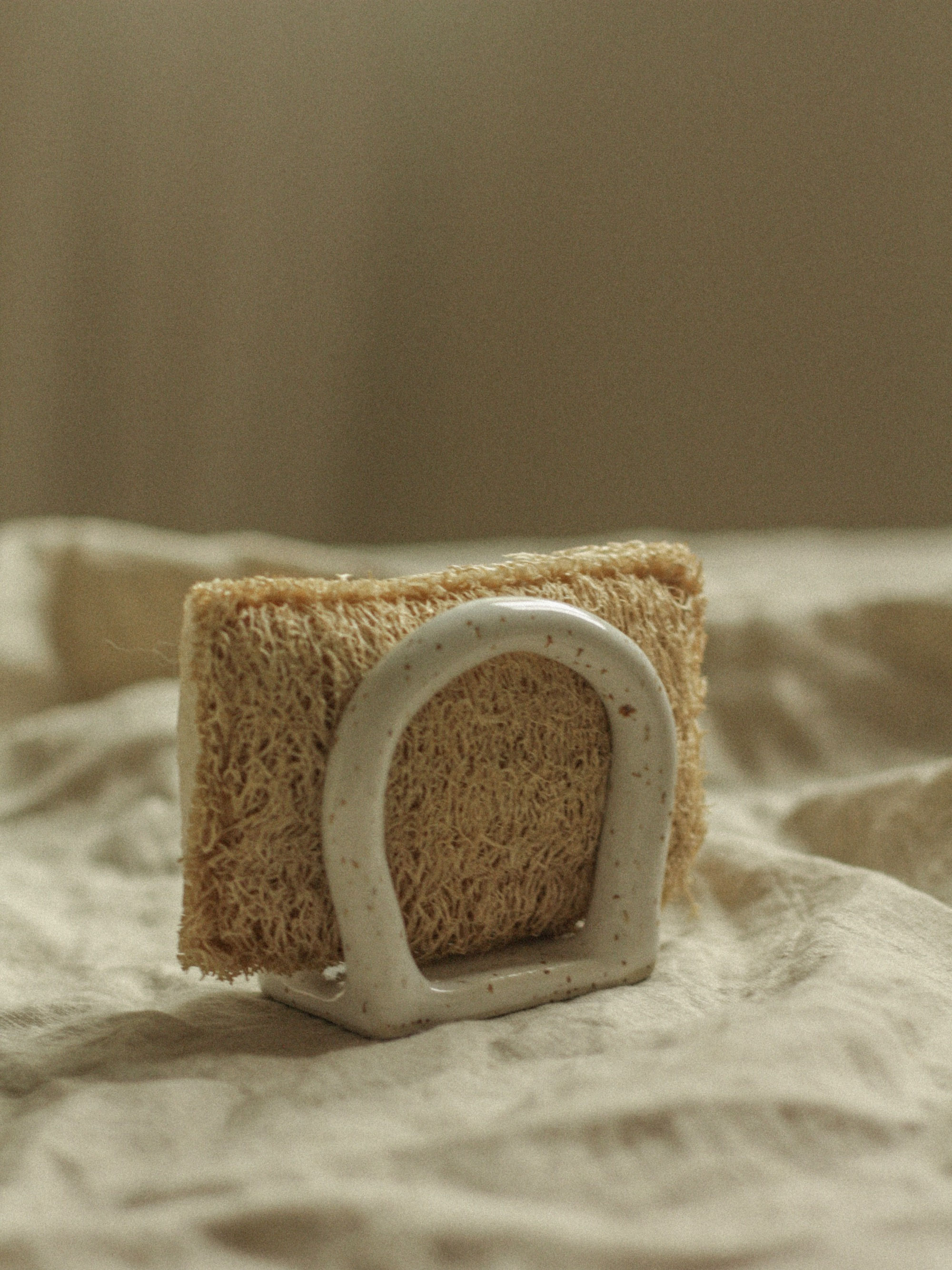 Handmade clay sponge holder and cellulose sponge