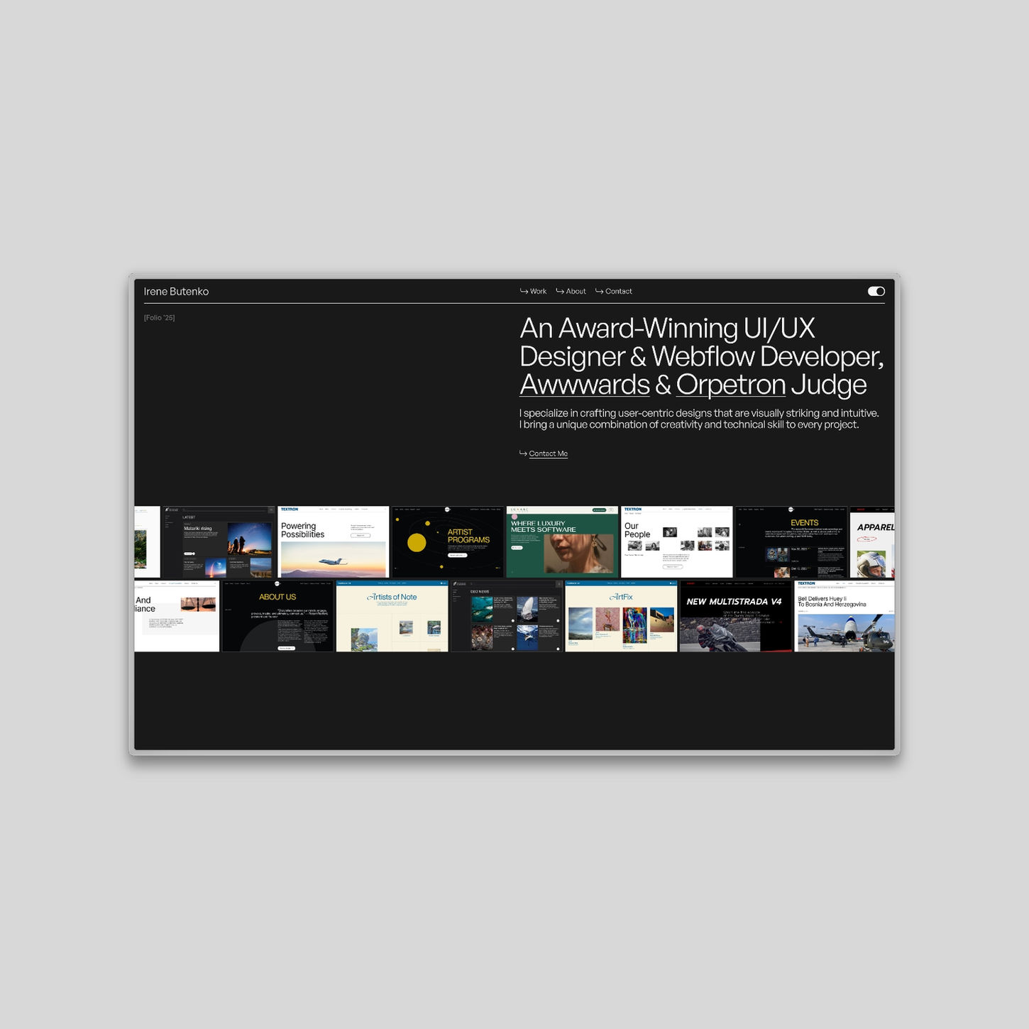 The portfolio site of Irene Butenko – UI/UX Designer and Webflow Developer.