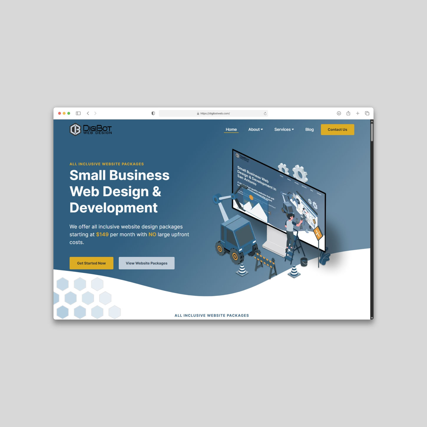 Web design agency specializing in clean modern designs tailored to small businesses and featuring pay monthly web design packages.