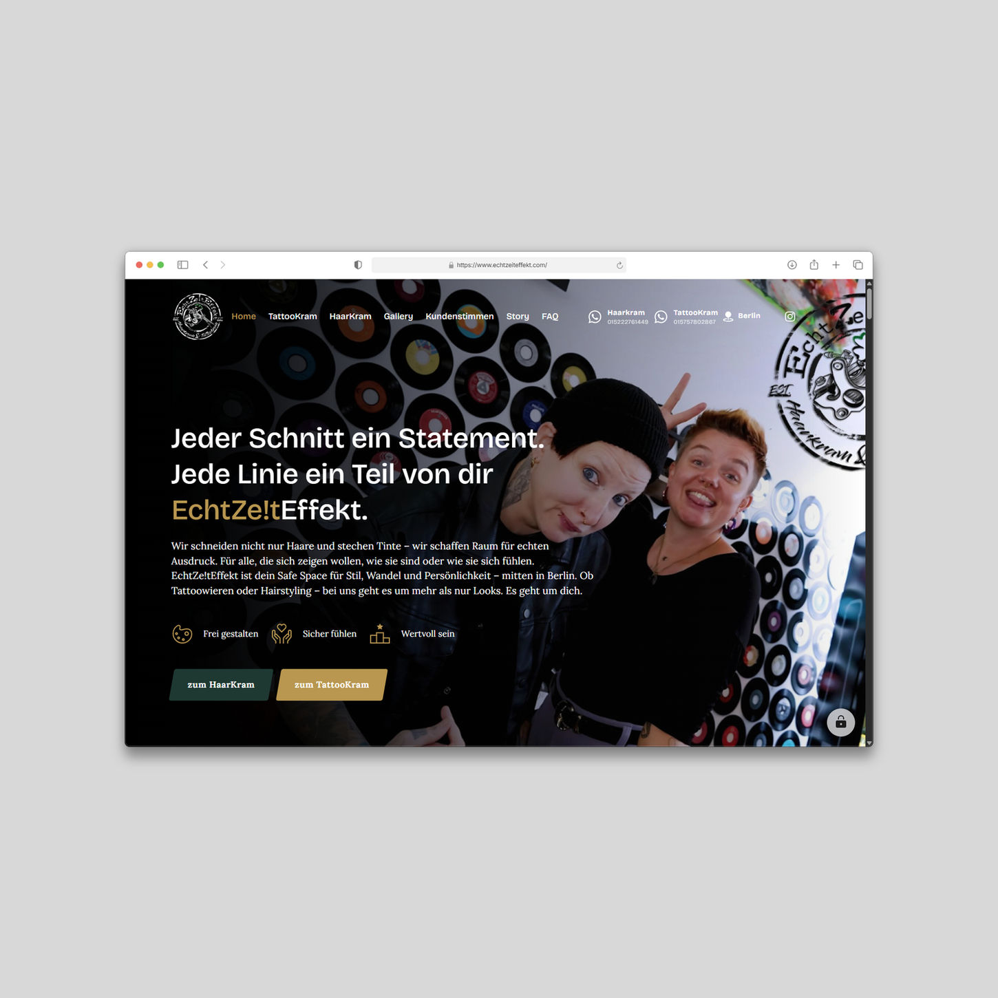 Echtzeiteffekt – Tattoos & Haircuts mit Stil. Ob frischer Haarschnitt oder individuelles Tattoo – bei uns bekommst du beides!
