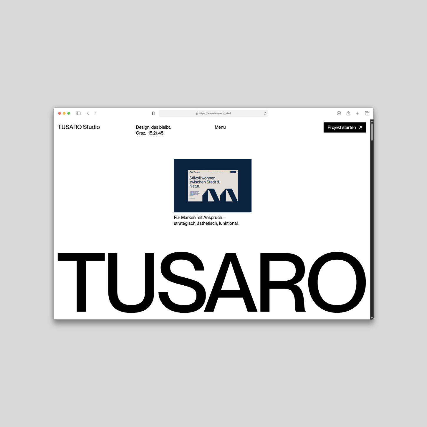 Tusaro Studio new site – strategy-led design from Graz. Clear, minimal, with lasting aesthetics and attention to detail.