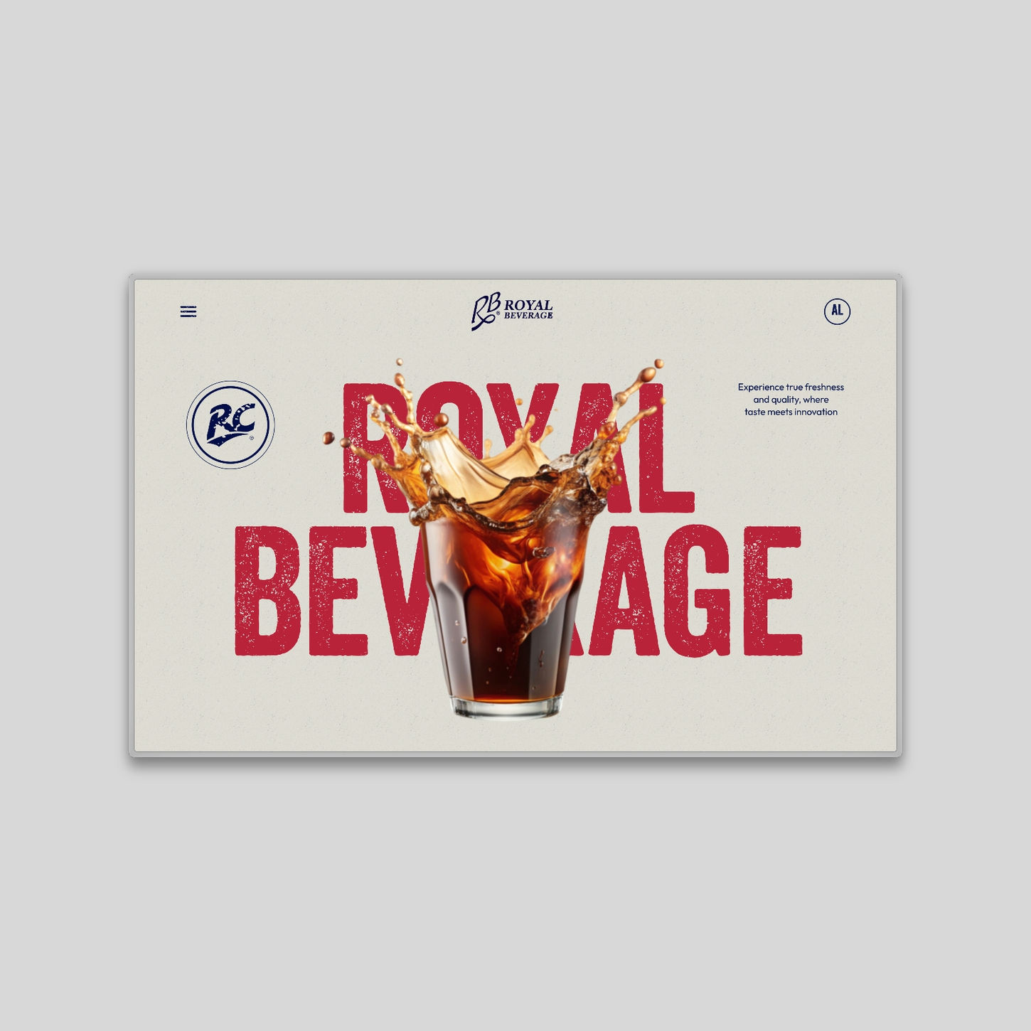 A bold, full-screen experience blending elegant textures, fluid SVG animations, and smooth transitions designed the premium essence of Royal Beverage.