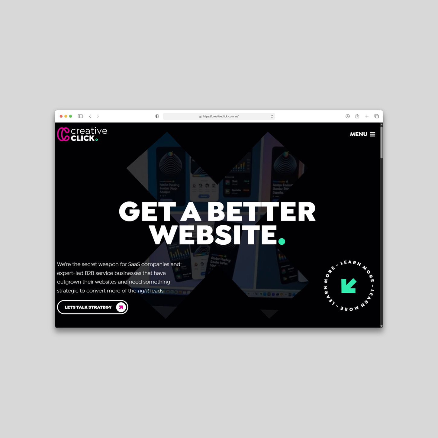 A redesigned agency website for Creative Click, to showcase the level of work clients can expect.
