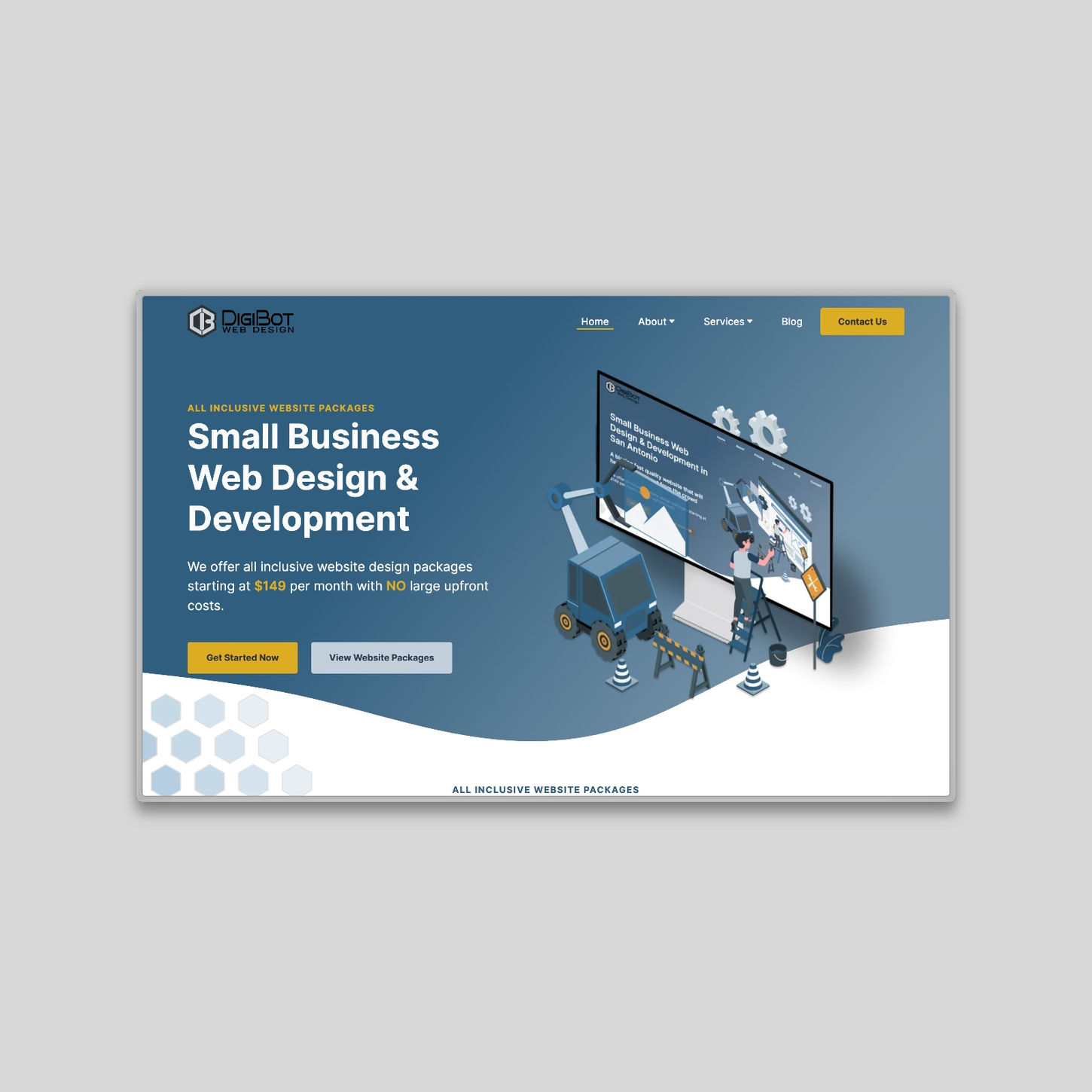 Web design agency specializing in clean modern designs tailored to small businesses and featuring pay monthly web design packages.