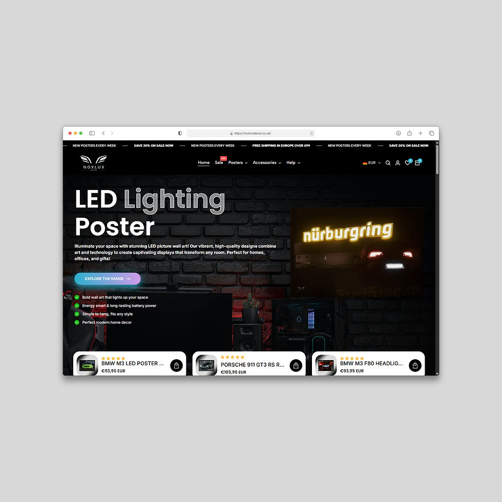 Discover modern and aesthetic LED light up automotive wall art featuring your favourite car. Perfect home decor pieces for car lovers.