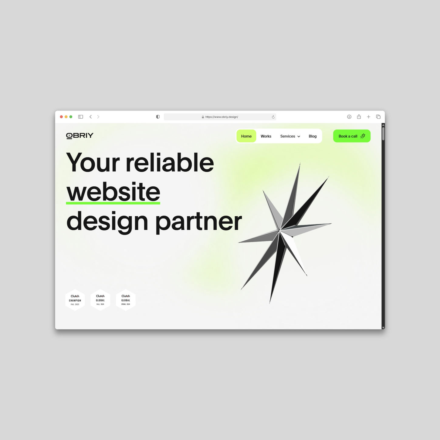 The website conveys the mature nature of the brand, highlighting its focus on clarity, precision, and strong design solutions.