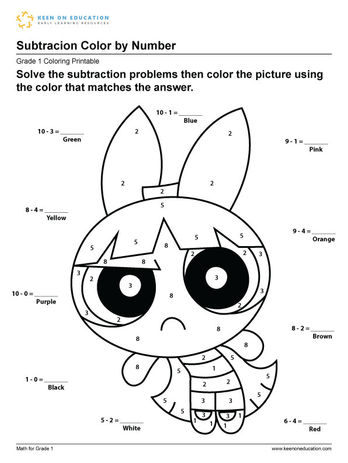 Subtraction Color by Number - Blossom